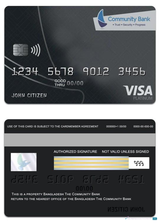 Download Bangladesh The Community Bank visa platinum card Photoshop template